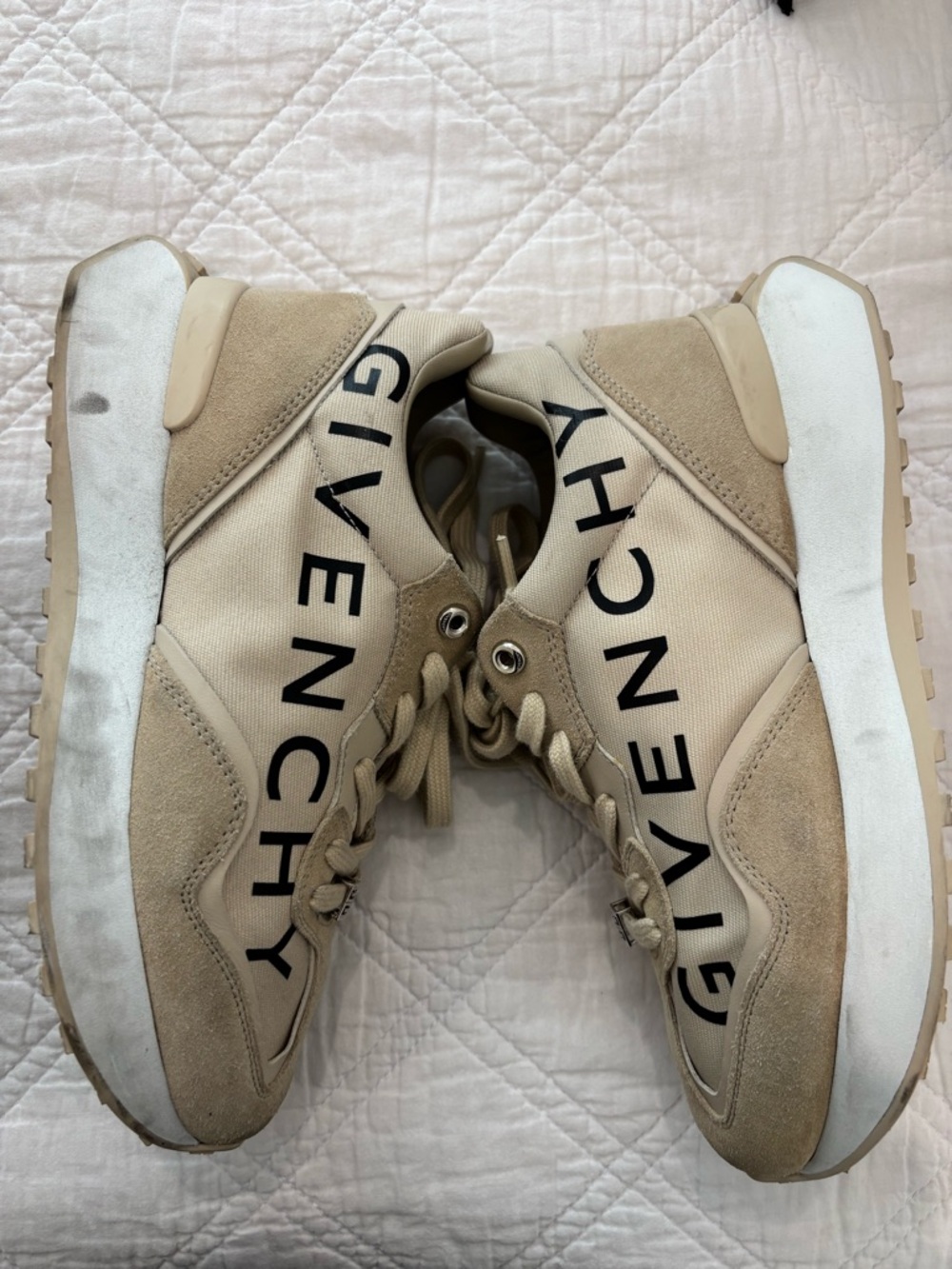 Givenchy women’s Beige Suede & Textile Sneakers